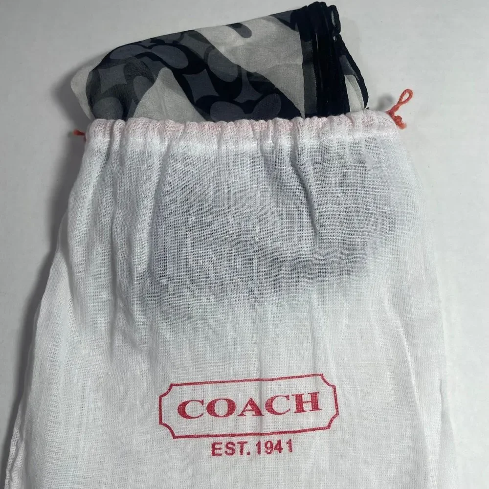 NWOT Coach signature black/white 100% silk zebra print scarf PRICE FIRM - Picture 9 of 10